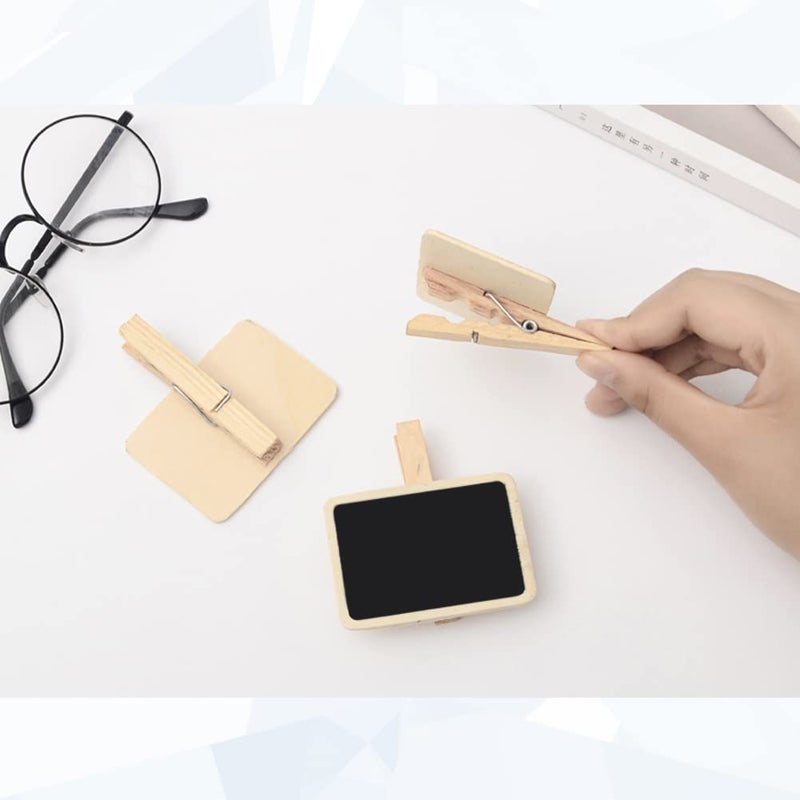 Miraclekoo 12 Mini Retangle Chalkboard Blackboard with Wooden Clip Message Board Signs and Labels Clips - Image 5
